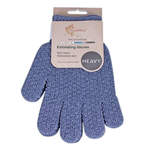 1 Pair EvridWear Strong Exfoliating Hydro Body Scrub Gloves. Dead Skin Cell Remover. Bath and Shower Gloves for deep cleansing and a healthy looking skin (Heavy Exfoliating, Gray)