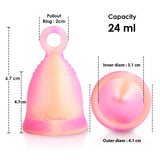 Mini Menstrual Cup With Ring For Easy Removal - Small 24ml Low Cervix - Soft - 12 Hour No Spill - Pad and Tampon Alternative - FDA Approved Medical Grade Silicone - Teen PEACHSWIRLCUP by PEACHLIFE INC