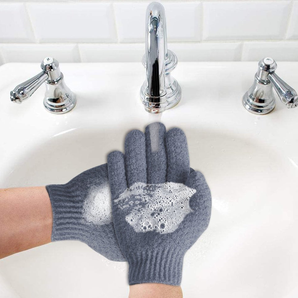 1 Pair EvridWear Strong Exfoliating Hydro Body Scrub Gloves. Dead Skin Cell Remover. Bath and Shower Gloves for deep cleansing and a healthy looking skin (Heavy Exfoliating, Gray)