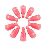 HiMo 10PC Plastic Acrylic Nail Art Soak Off Cap Clip UV Gel Polish Remover Wrap Tool (Pink)