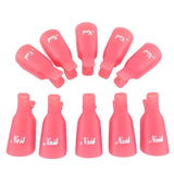 HiMo 10PC Plastic Acrylic Nail Art Soak Off Cap Clip UV Gel Polish Remover Wrap Tool (Pink)