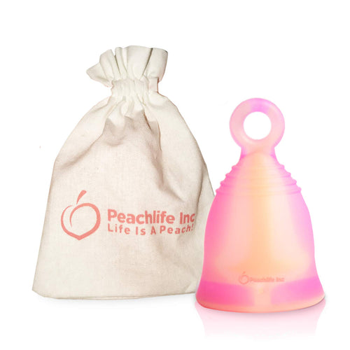 Mini Menstrual Cup With Ring For Easy Removal - Small 24ml Low Cervix - Soft - 12 Hour No Spill - Pad and Tampon Alternative - FDA Approved Medical Grade Silicone - Teen PEACHSWIRLCUP by PEACHLIFE INC