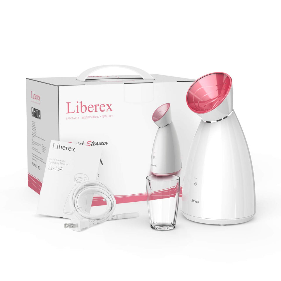 Liberex Facial Steamer - Nano Ionic Face Steamer, Inner UV Disinfection, 70ml Water Tank with LED Indicator, Warm Mist Moisturize Skin, Upclog Pores, Reduce Blackheads, Enjoy SPA at Home