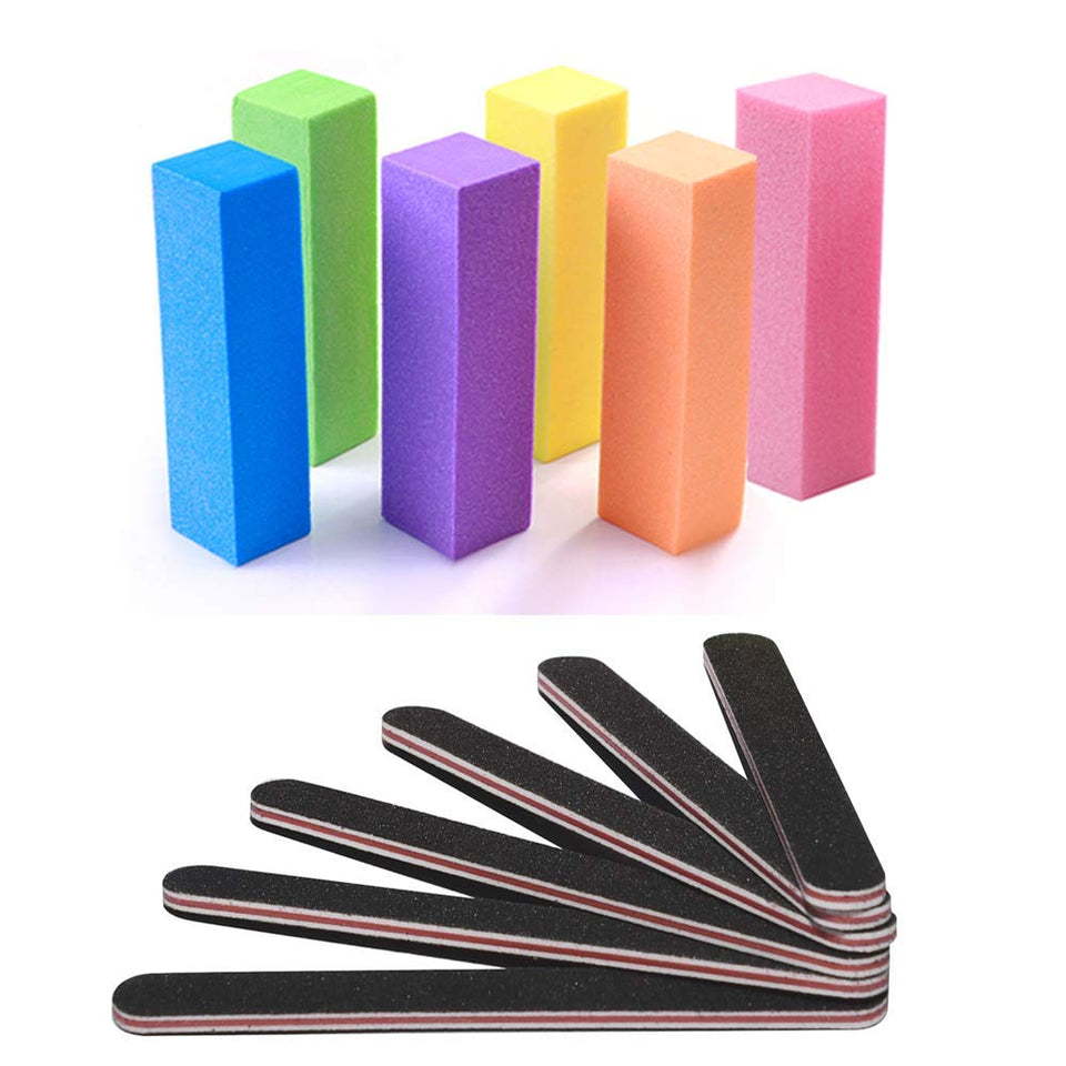 Nail Files and Buffer, TsMADDTs Professional Manicure Tools Kit Rectangular Art Care Buffer Block Tools 100/180 Grit 12Pcs/Pack