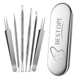 Product Name: BESTOPE 6pcs Blackhead Remover Extractor Tweezers Tool,Comedone Pimple Extractor Acne Zit Popper Blackhead Removal Tools Kit Treatment for Blemish Risk Free Nose Face Skin