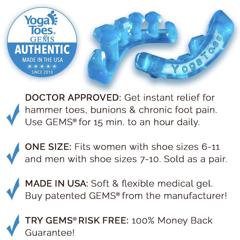 YogaToes GEMS: Gel Toe Stretcher & Toe Separator - America’s Choice for Fighting Bunions, Hammer Toes, More!