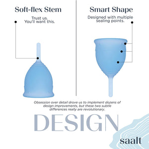 Saalt Menstrual Cup 2-Pack - Premium Design - Most Comfortable Period Cup - #1 Active Cup - Wear for 12 Hours - Soft, Flexible, Reusable Medical-Grade Silicone - Made in USA