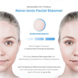 NanoSteamer - Large 3-in-1 Nano Ionic Facial Steamer with Precise Temp Control - 30 Min Steam Time - Humidifier - Unclogs Pores - Blackheads - Spa Quality - Bonus 5 Piece Stainless Steel Skin Kit