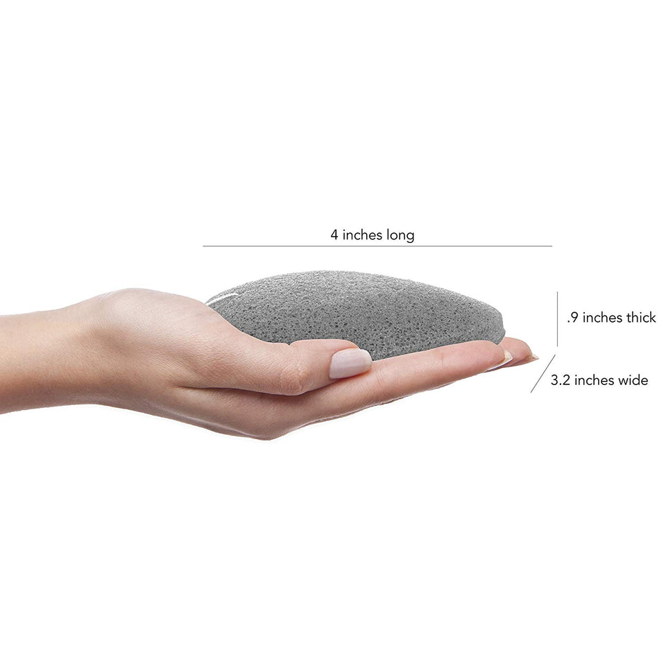 MY Konjac Sponge | 100% All Natural Korean Facial Sponge with Activated Bamboo Charcoal. Premium Quality & Larger Size. Halal, Leaping Bunny Cruelty Free and The Vegan Society Certified.