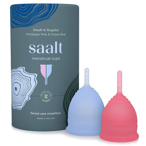 Saalt Menstrual Cup 2-Pack - Premium Design - Most Comfortable Period Cup - #1 Active Cup - Wear for 12 Hours - Soft, Flexible, Reusable Medical-Grade Silicone - Made in USA