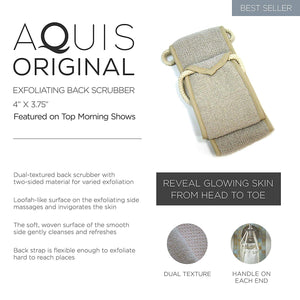 Aquis - Exfoliating Back Scrubber, Deep Clean & Invigorate Your Skin (4 x 30.75 Inches)